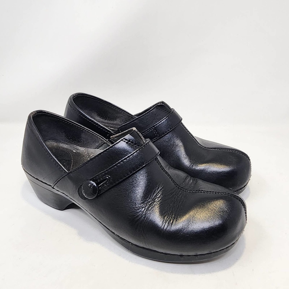 Dansko Solstice Black Leather Professional Clogs Womens 41 US 10.5 Comfort Shoes